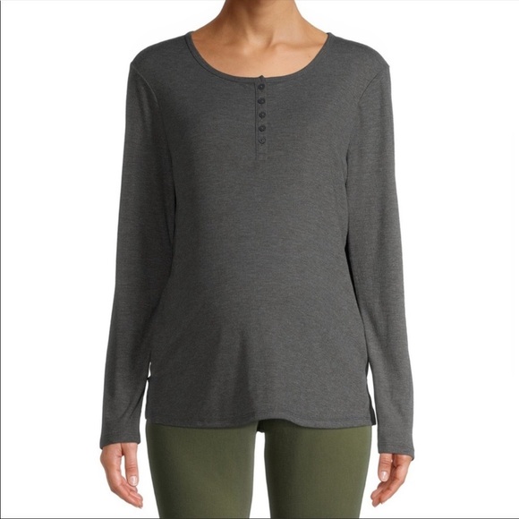 Maternity Women's Long Sleeve Henley T-Shirt - Picture 4 of 6
